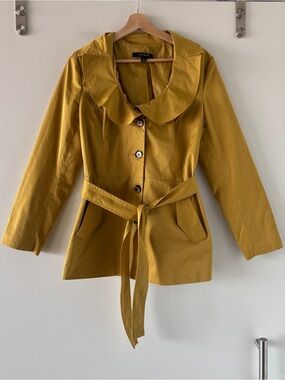 Sandro Studio Ruffled Collar Trench Jacket